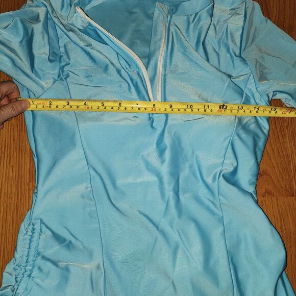 Womens  Blue Rashguard Long Sleeve Top With Black Bikini Bottom Sz L UFP Beach - Picture 16 of 16